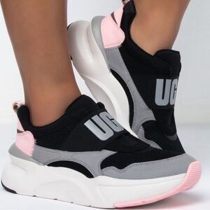 UGG LA Flex Black White Pink Standout Logo Athletic Sporty Trainer Sneakers